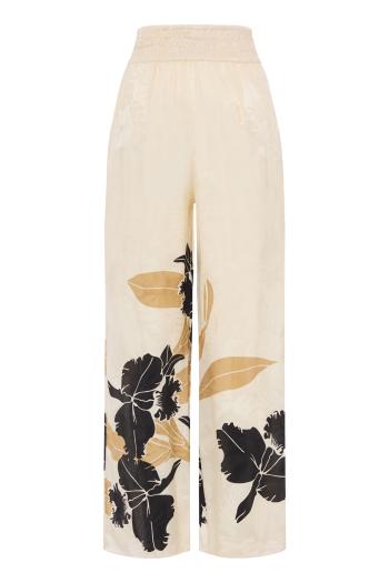 Cipriano silk-jacquard pants in black orchids