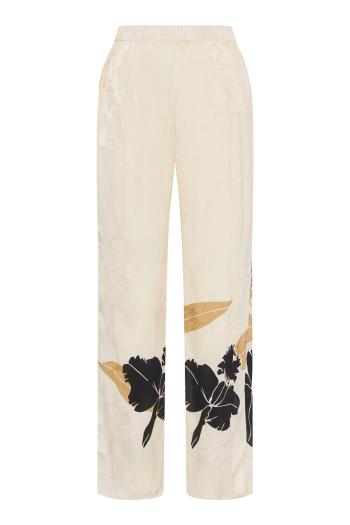 Santo Tomas silk-jacquard pants in black orchids