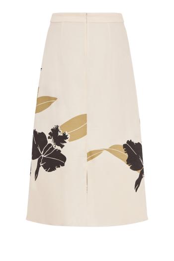 El Carmen silk-jacquard midi skirt in black orchids 