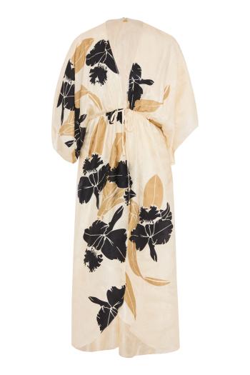 Cipriano silk-jacquard tunic in orchids
