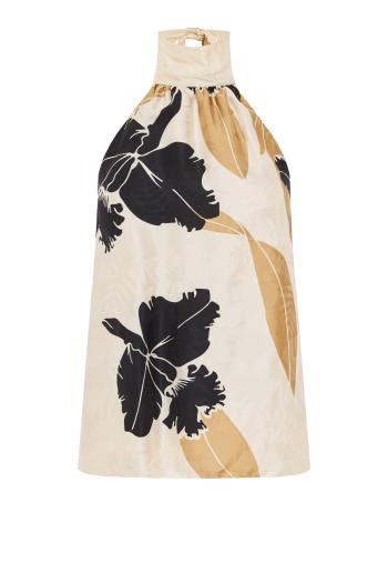 Magdalena silk-jacquard top in orchids 