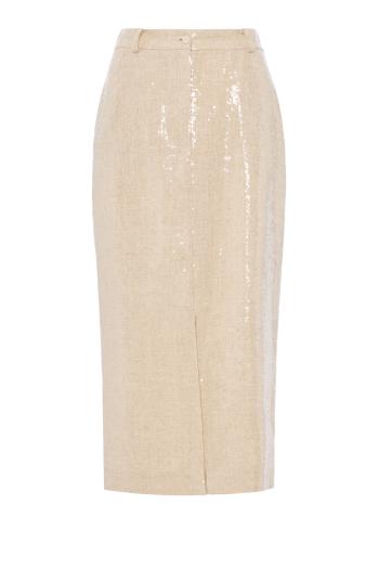 Sequinned midi skirt in ivory 