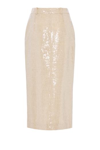 Sequinned midi skirt in ivory 