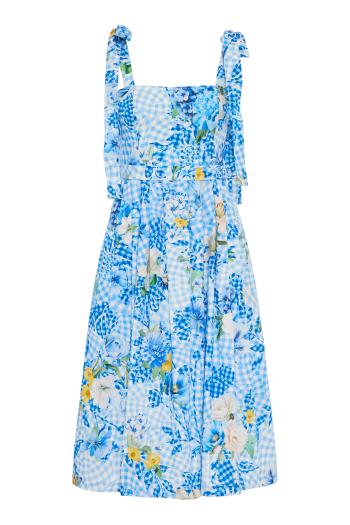 Iris printed poplin midi dress in fleur blueberry 