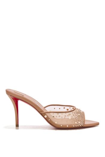 Miss Z 80 embellished mesh mules in blush 