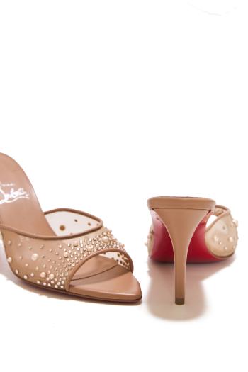 Miss Z 80 embellished mesh mules in blush 