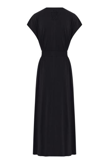 Grosgrain cotton and silk midi dress in black 