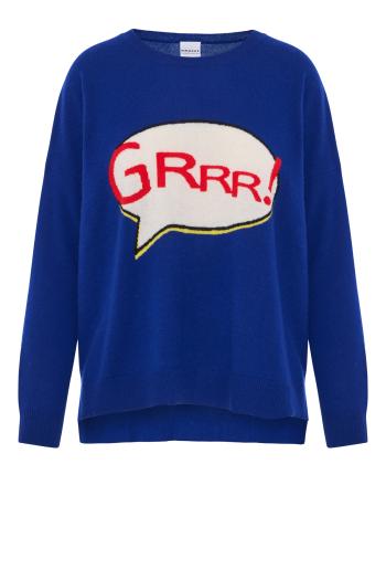 Grrrr embroidered cashmere sweater in indigo 