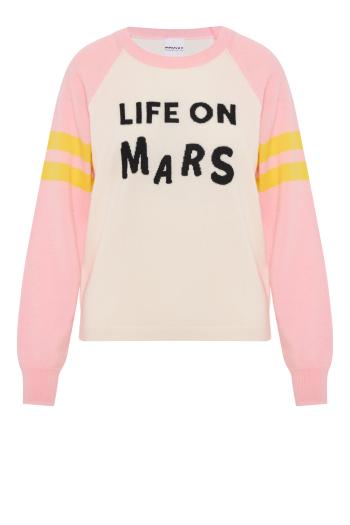 Life on Mars embroidered cashmere sweater in pink 