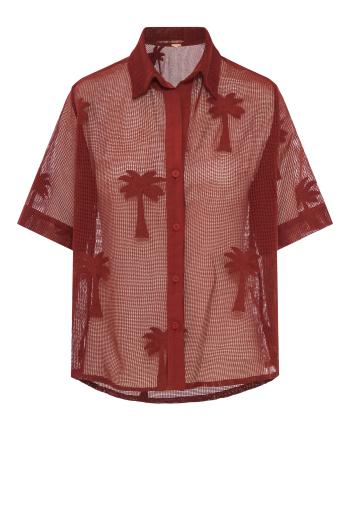 Salty cotton-mesh shirt in marsala 