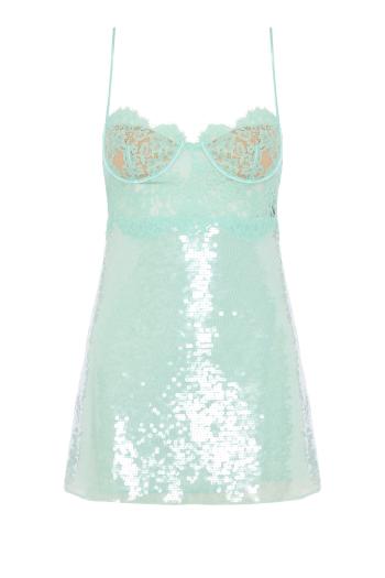 Alixandra paillettes-embellished lace mini dress in mint 
