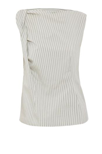 Striped draped silk and cotton top in stripe 
