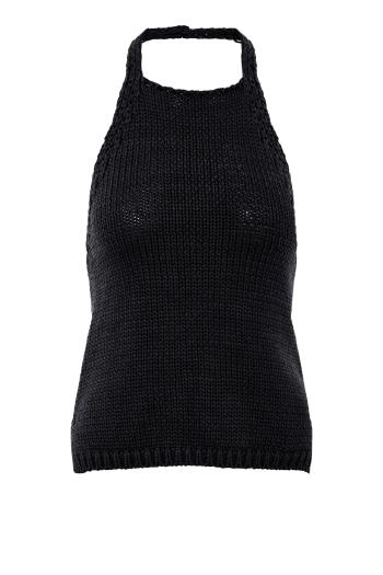 Chunky knitted halterneck top in black