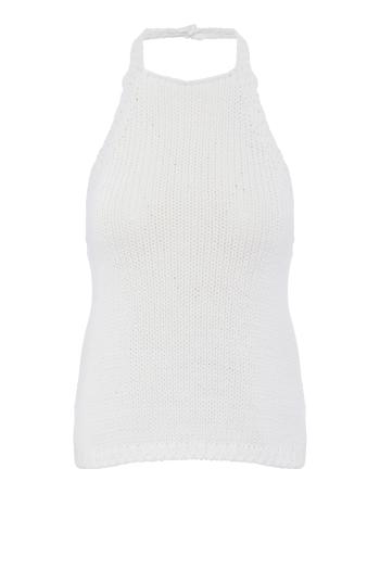 Chunky knitted halterneck top in white 