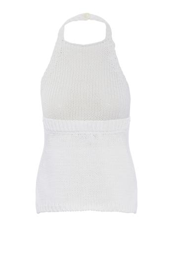 Chunky knitted halterneck top in white 