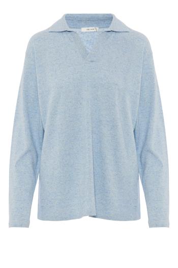 Niosa cotton and linen polo sweater in ice 