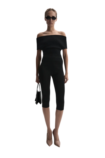 Capri knitted cropped pants in black