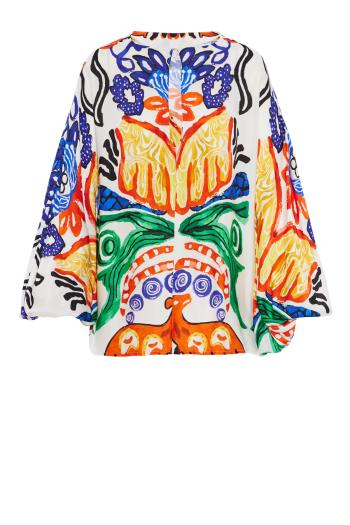 Balloon printed crepe top in multicolor 