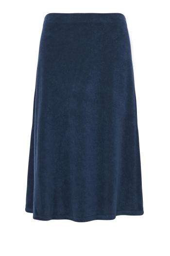 Sienna cotton-blend terry midi skirt in navy 