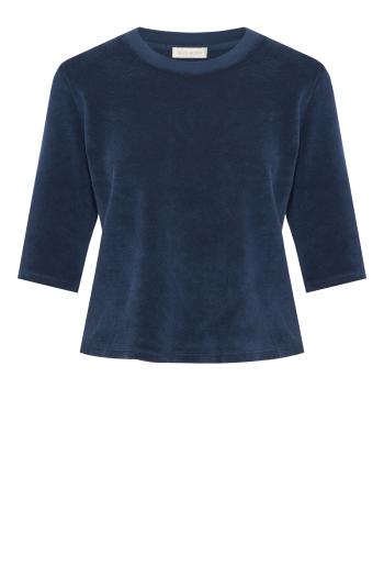 Corfu cotton-blend terry sweater in navy 