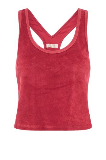 Tia cotton-blend terry racer-back top in framboise 