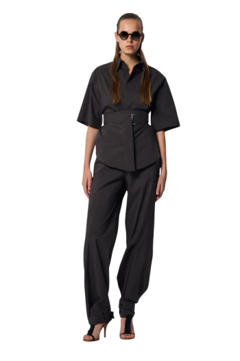 Petra cotton-blend pants in mink 
