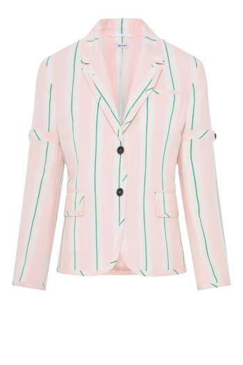Madras stripped cotton blazer in light pink 