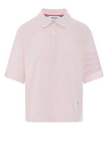 Dyed knitted polo top in light pink 