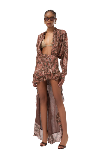 Rania printed silk-chiffon oversized shirt in paisley 