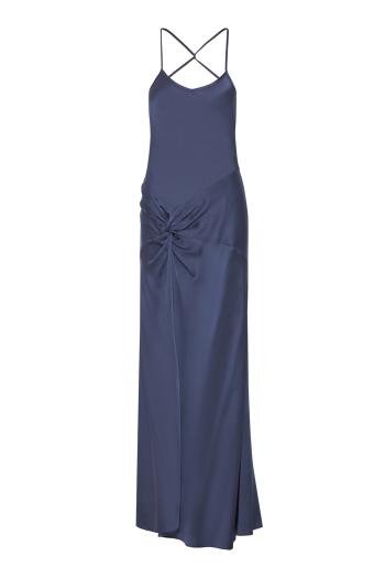 Draped Cami satin gown in eclipse 
