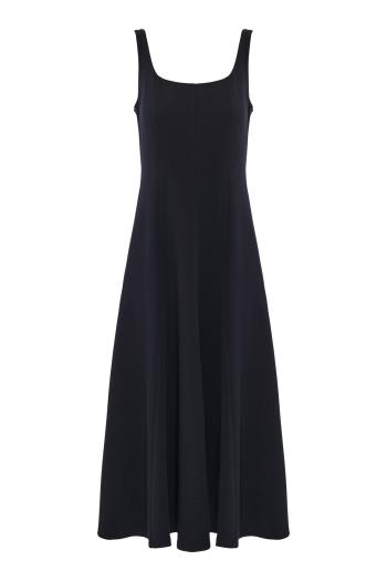 Seamed Cotton-Blend Square-Neck Dress in eclipse 
