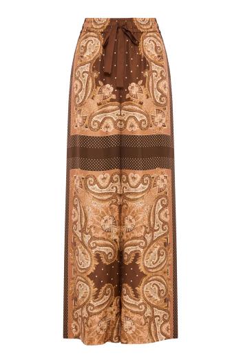 Luna Track Paisley silk pants in caramel 