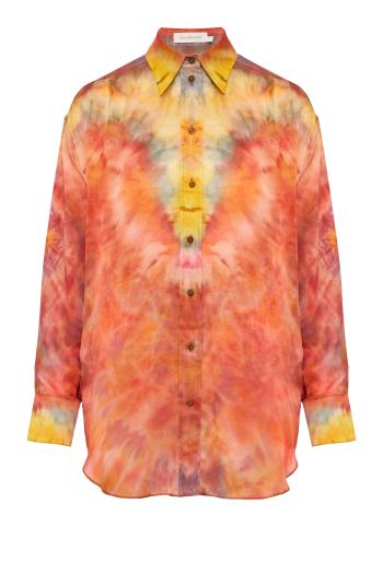 Alchemy tye-dye silk shirt in ruby 