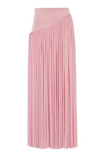 Alchemy Asymmetric pleated jersey maxi skirt in light pink