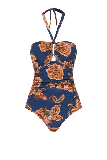 Aster wide link 1pc printed swimsuit in navy 