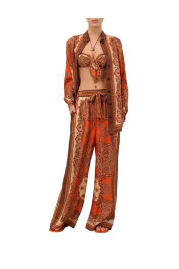Mahon printed silk pants in tangerine 
