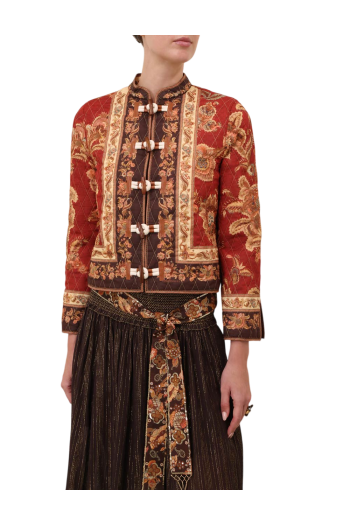 Aster printed silk bomber jacket in splice