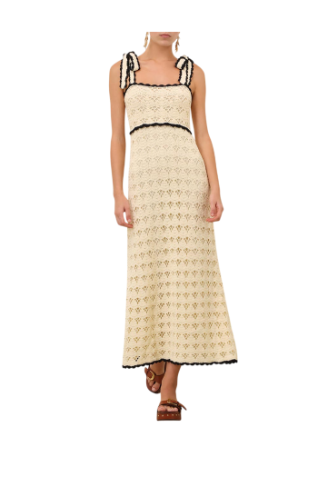Aster crochet-cotton midi dress in cream