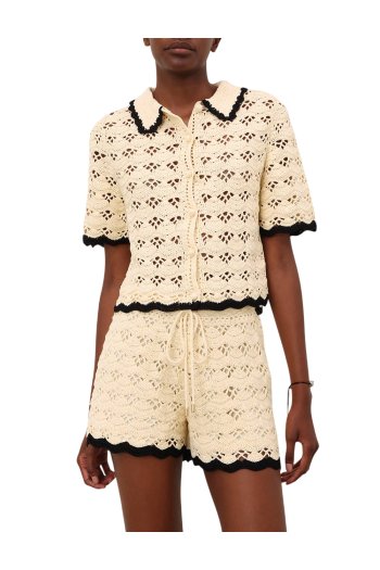 Aster crochet-cotton top in cream 