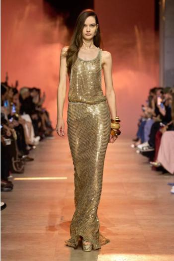 Gold Sequined long skirt in gold 