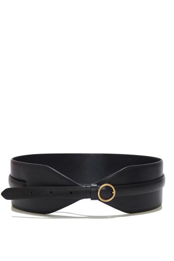  Double Large leather waist belt in black
