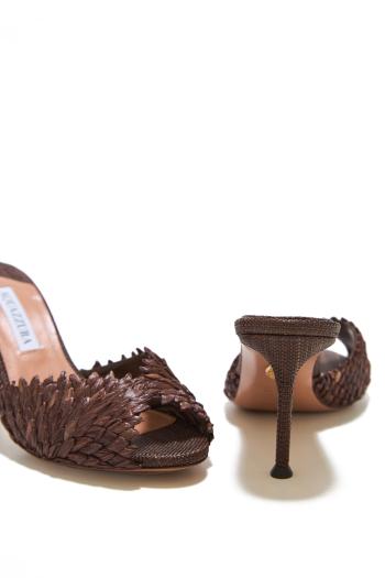  Rio Flirt 75 raffia mules in chocolate