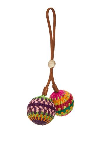 Happy Bubbles wicker and leather charm in flower