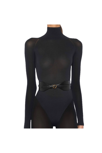  Double Large leather waist belt in black