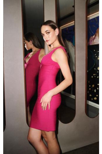 The Backstage bandage mini dress in punch 