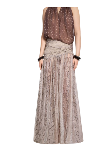 Printed silk-chiffon maxi skirt in python