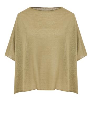 Linen-blend T-shirt in khaki 