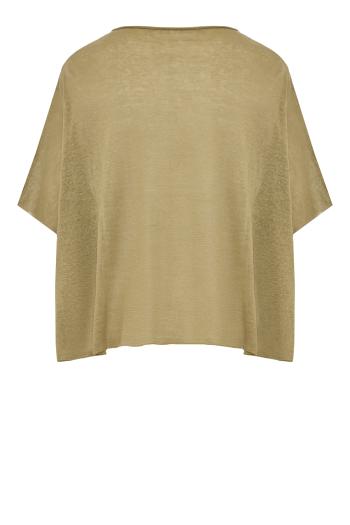 Linen-blend T-shirt in khaki 