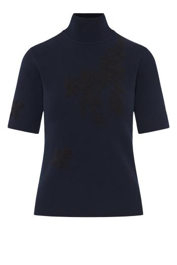 Jacquard-knit top in navy