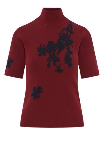 Jacquard-knit top in bordeux 